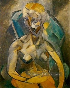  femme - Femme nue assise dans un fauteuil 1913 cubiste Pablo Picasso